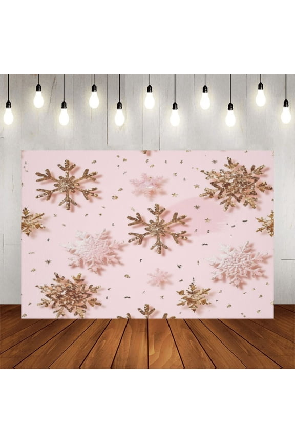 Wall Background Festival Party Decoration Activity Photo Booth Backdrop Props czw03_snow_pattern_with_gold_powder_pink_background_christmas_91d13f87-d1d5-4c92-b0a7-70a8bf369aab 8x6 ft