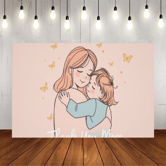 Wall Background Festival Party Decoration Activity Photo Booth Backdrop Props hand drawn thank you mom (3) 6x4 ft