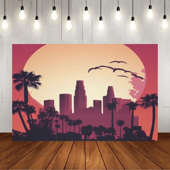 Wall Background Festival Party Decoration Activity Photo Booth Backdrop Props sunset city skyline (2) 6x4 ft