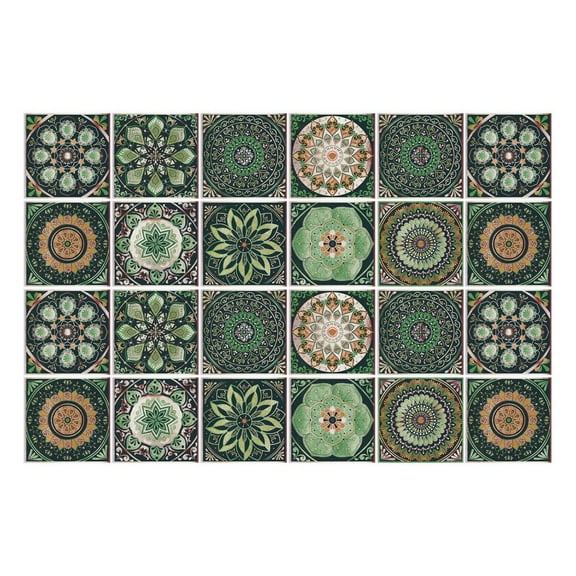 Wall Backsplash Heat Resistant Self Adhesive Removable 24 PCS Moroccan Style Tile Sticker DIY Murals For Kitchen Bathroom Furniture Staircase Home Decor Waterproof