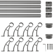 thumbnail image 1 of Wall Bar Mount Foot Rail Kit, Dark Gray Finish Stainless Steel Tubing w/Internal Connector, Bar Foot Rail Brackets, Flat End Cap, 26 ft = 78 in x 4, 1 of 3