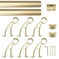 thumbnail image 1 of Wall Bar Mount Foot Rail Kit, Satin Golden Finish Stainless Steel Tubing w/Internal Connector, Bar Foot Rail Brackets, Flat End Cap, 15 ft = 90 in x 2, 1 of 3