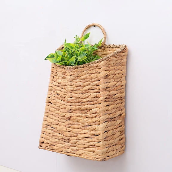 Wall Basket, Boho Hand-Woven Hanging Basket for Front Door, Porch & Entryway, Wicker Basket Organizes Mail, Books, Plants, Flowers & Decor, 12.6x9.8 Inch