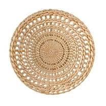 Wall Basket Decor Boho Wall Hanging Decor Rattan Wall Decor Flat Round Wicker Woven Macrame Tapestry Wall Basket Serving Tray Art Handmade Set For Room Bedroom Living Room