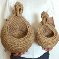 Wall Basket Teardrop Hanging Baskets Bohemian Woven Jute Vegetable Fruit Baskets Decor Farmhouse Rustic,1PC