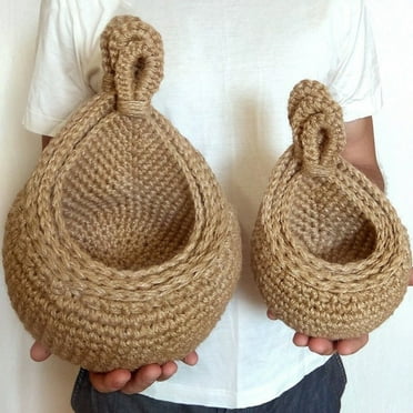 Wall Basket Teardrop Hanging Baskets Bohemian Woven Jute Vegetable Fruit Baskets Decor Farmhouse Rustic,1PC