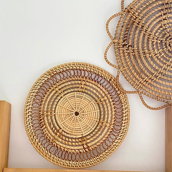 Wall Baskets Boho Decor Rattan Woven Tray Hanging Decorative Baskets Perfect Organization & Decoration for Living Room, Bedroom, Kitchen - 10 Inches
