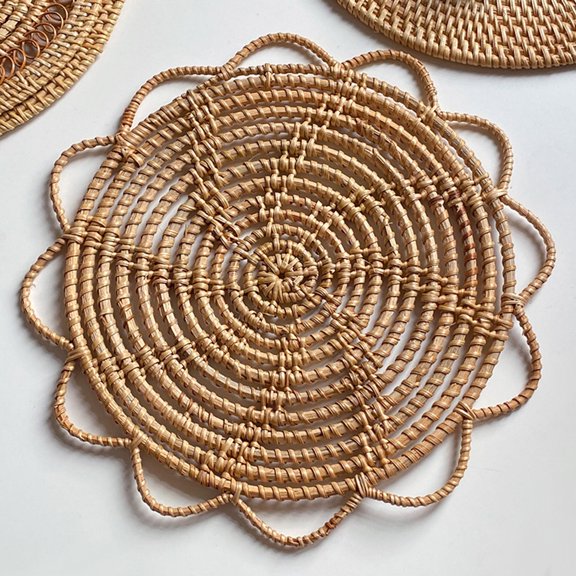 Wall Baskets Decor Boho Flat Hanging Rattan Baskets for Wall Decor (12 Inches)