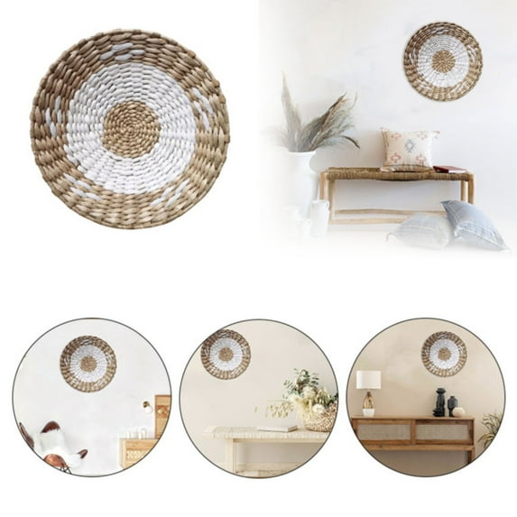 Wall Blue Decoration - Wall Basket Decor Boho Wall Hanging Decor Rattan Wall Decor Flat Round Wicker Woven Macrame Tapestry Wall Basket Serving Tray Art Handmade Set - 1X Wall Basket Decoration