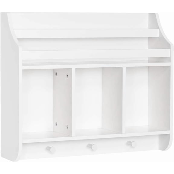 Wall Book Rack Shelf + Hooks
