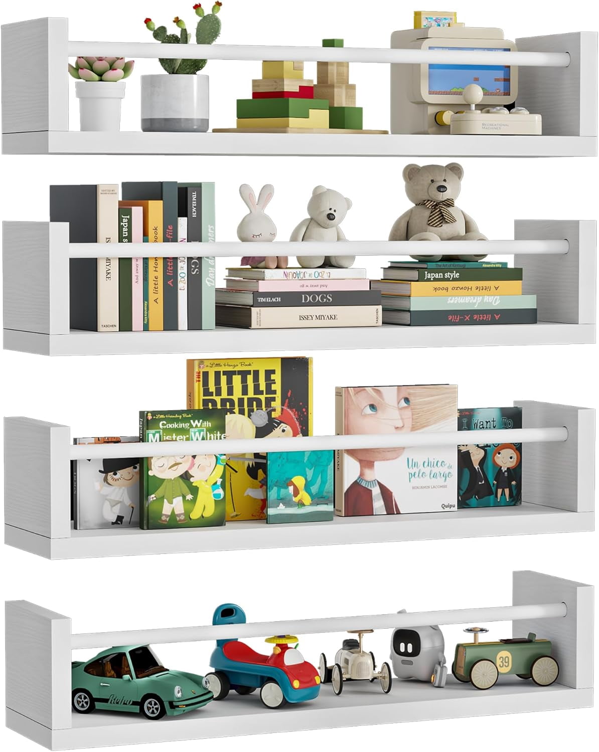 Wall Book Shelves for Kids - 16.5" Floating Nursery Book Shelves Set of ...