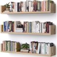 thumbnail image 1 of Wall Bookshelf, Set of 3, 36 Inches U Shaped Wall Shelves, Long Deep Floating Shelves for Wall, Large Floating Book Shelves - Wood Hanging Bookshelves for Kitchen, Bedroom (Light Brown, 36 Inches), 1 of 12