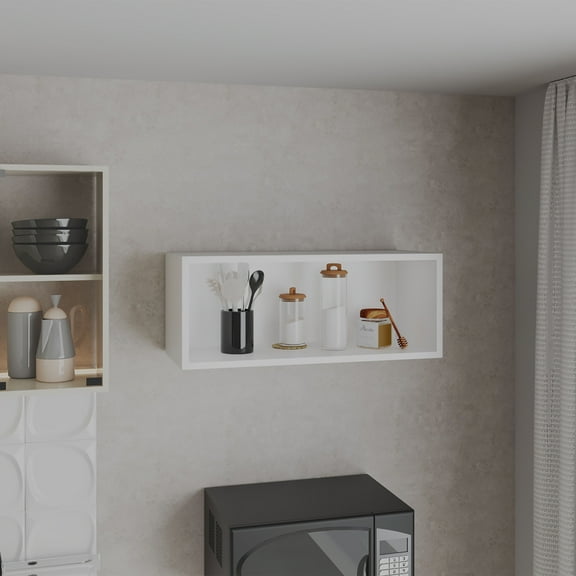 Wall Cabinet 12" H, White for Small Spaced Kitchens Spacious Shelf, Engineered Wood, Easy Assembly