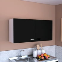 Wall Cabinet 19"h, Two Doors And Ample Internal Shelves, Carbon /white, Perfect For Space Management In Kitchen, Bath, Utility, Garage 19"h Cabinet, Enhances Home Storage Experience