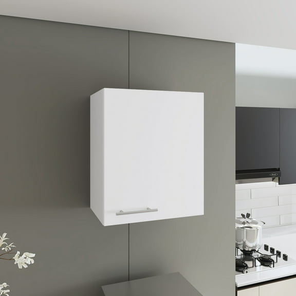 20" Wide Wall Mounted Cabinet - One Door & Two Shelves, Compact For Space Saving Purposes, Ideal Bathrooms, Kitchens, Garages, White, Modern, Particle Board Design Space,