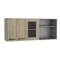 thumbnail image 1 of Wall Cabinet For Kitchen - Pine, Stylish Glass Function, Easy To Assemble And Use, Quality Particle Board, 15.53 In Depth, 57.41 Width, 24.21 Height, 78.42 Lb Weight Cabinet, Assemble, In., 1 of 2