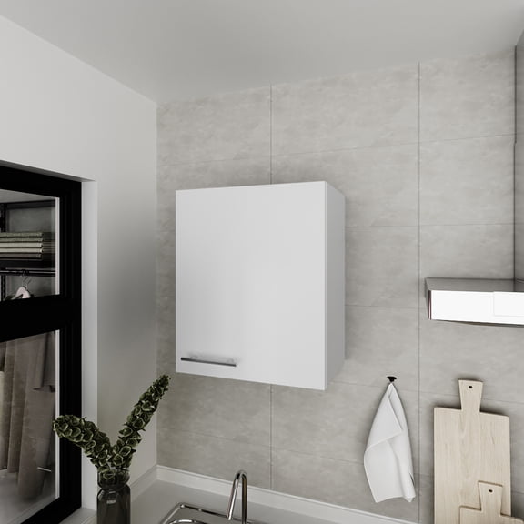 Wall Cabinet for Kitchen | Spacious Storage in Small Kitchens | Engineered Wood Composition | Metal Handle for Style