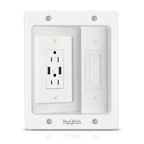 in Wall Cable Management Kit for TV, Recessed Outlet with 2 AC & 2 USB, TV Cable Hider Wall Kit, Wall Cable Management for Low Voltage, TV Cord Hider for Wall Mounted TV, White