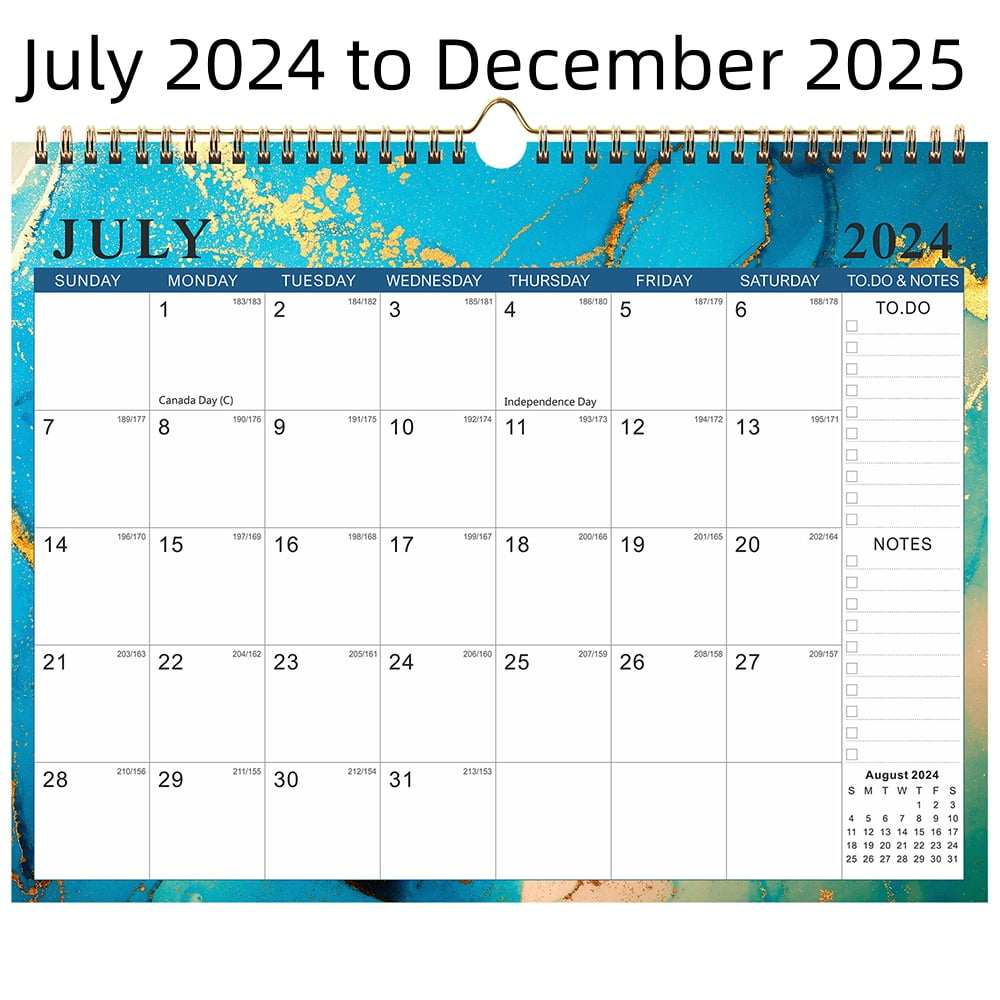 Wall calendar, july 2024 to december 2025, with julian date, 18-month wall  calendar - walmart.com
