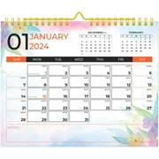 Wall Calendar 2024-2025, Jan 2024 - June 2025, 18 Month Planner, 14.8" x 12", Holidays, Julian Dates, Large Blocks, Spiral and Twin-Wire Binding, Hanging Hook, Perfect Organizer for Home & Office
