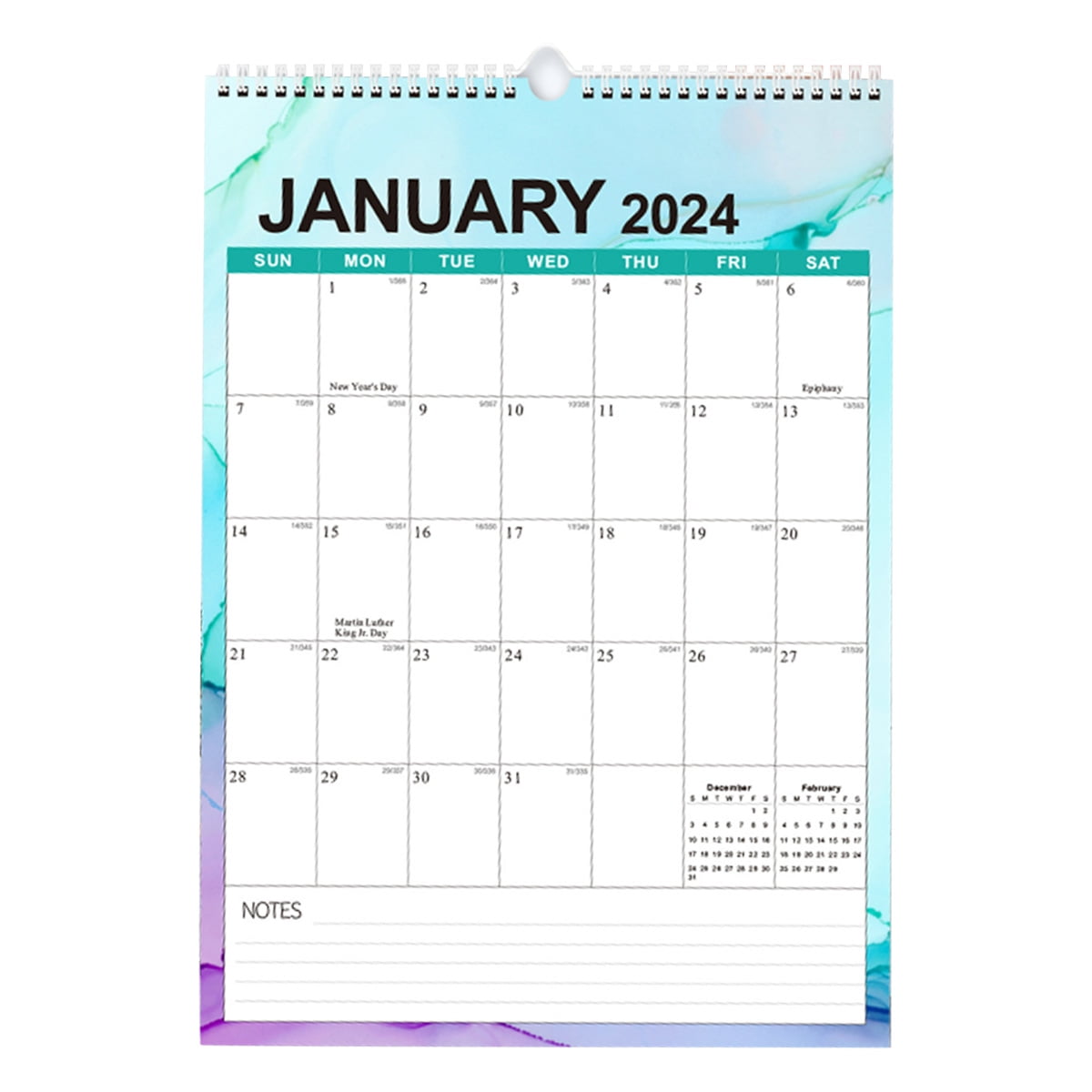 Wall Calendar 20242025, January 2025 June 2025, 15" x 12", Highlight