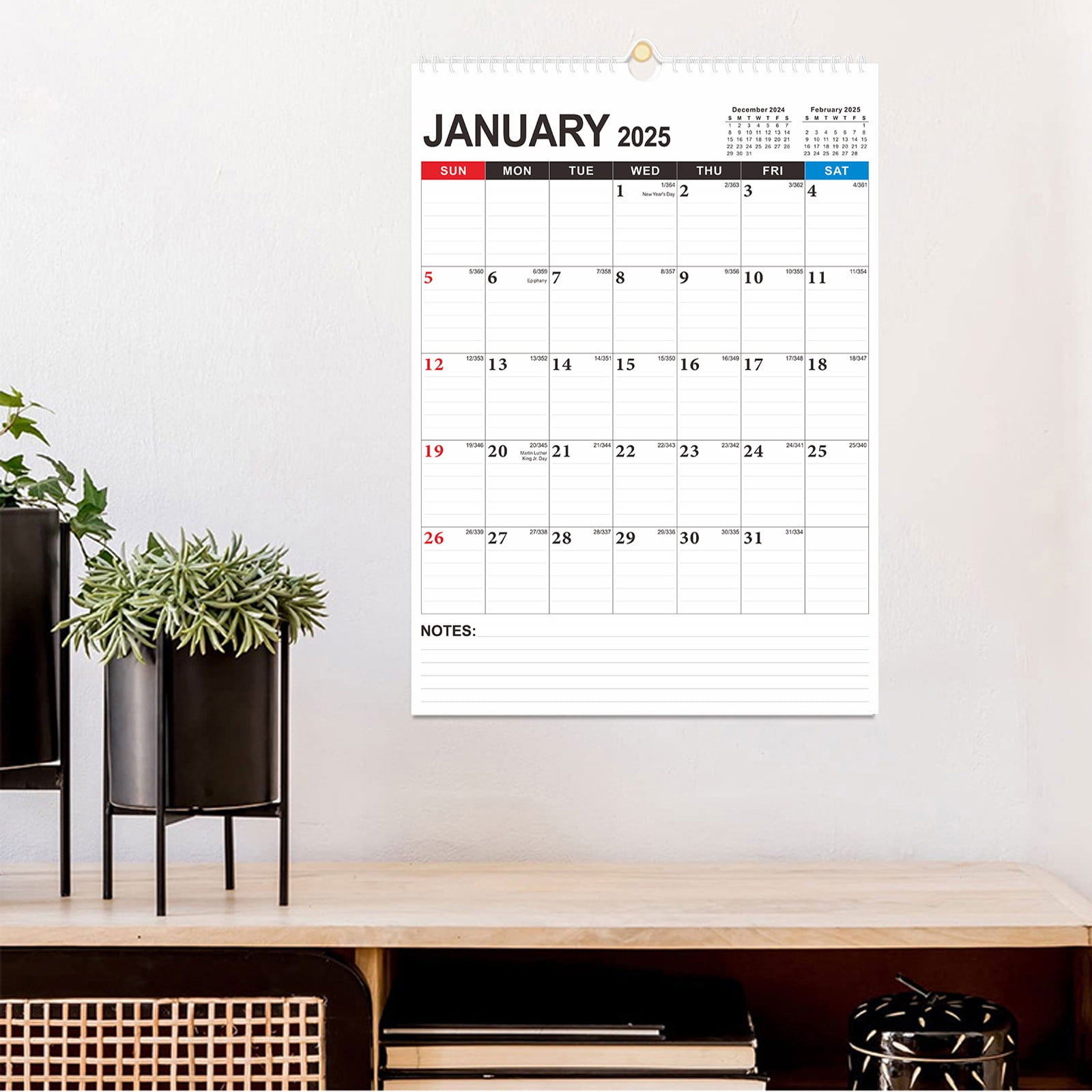 Wall Calendar 2025 17"x 12" Hanging Office Calendar Wall Calendar