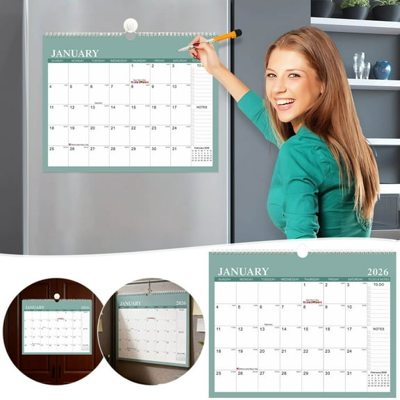 Wall Calendar 2025-2026, 18Monthly Flip Large Wall/Desk Calendar 2026.1-2027.6, Wall Hanging Planning Orgnizing Calendar for Office School Home Classroom