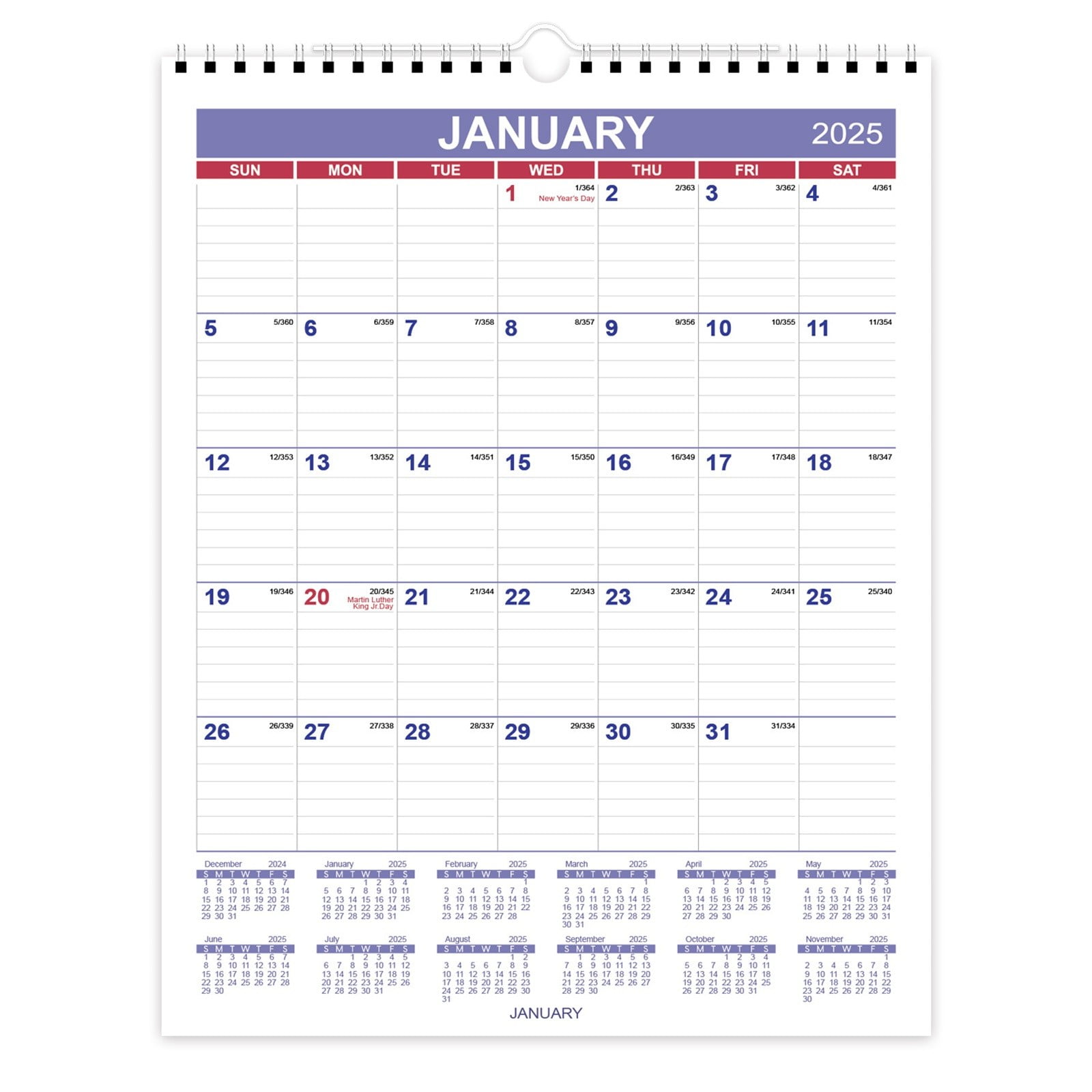 Wall Calendar 2025 Double Coil Bound Monthly Planning Calendar ATA