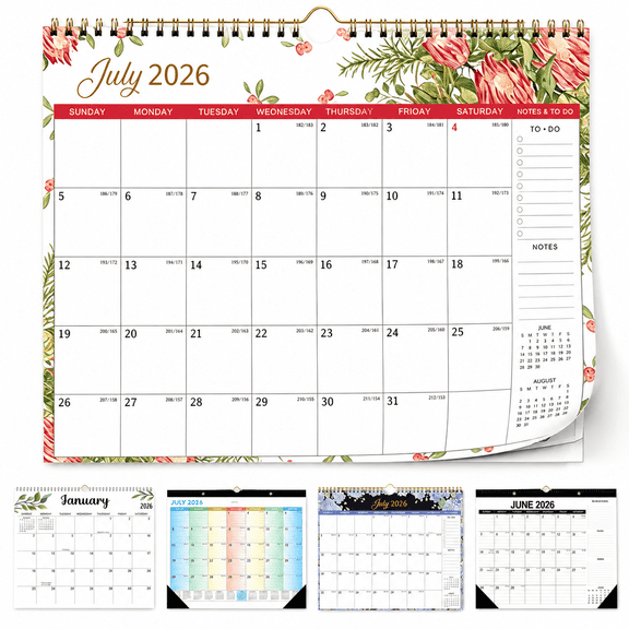 Wall Calendar 2026, 18 Monthly Calendar from July 2026 to December 2027, 10"*13", Spiral Binding Hanging Wall Calendar, Perfect for Home or Office, Floral A