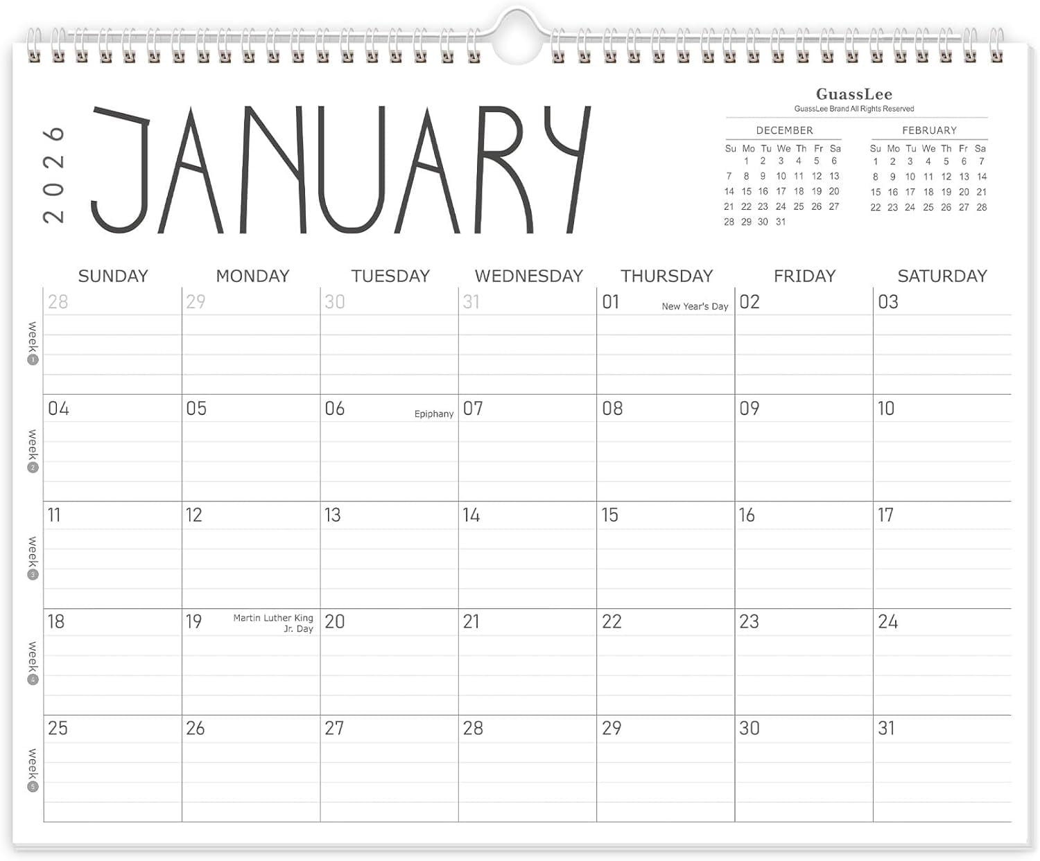Wall Calendar 2026, 2026 Calendar Wall from Jan. 2026 to Dec 2026, 14" X 11" Paper Monthly Planner Wall Hanging Calendar with Thick Paper for Office Home Planning & Organizing