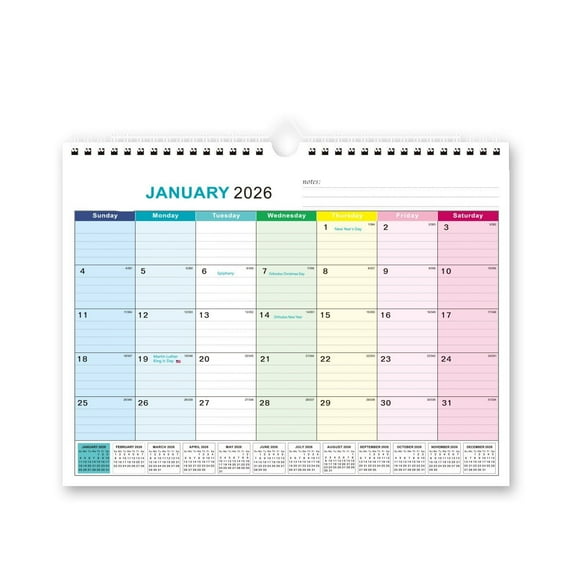 Wall Calendar 2026-2027 18 Month Jan. 2026 to Jun. 2027 Large Thickening To-do & Notes Calendar Monthly Planner Floral Design