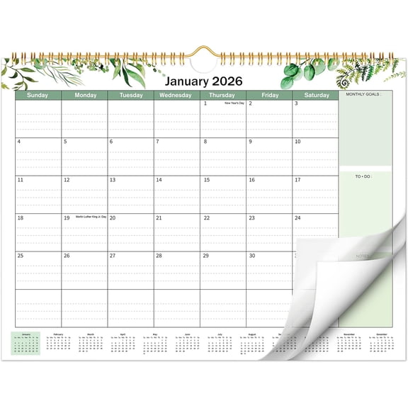 Wall Calendar 2026-2027, 18 Month Large Calendar from January 2026 to June 202711.6" x 14.5" Monthly Calendar Thick Paper, Hanging Calendar Spiral Binding Perfect for Home or Office Planning,Nature
