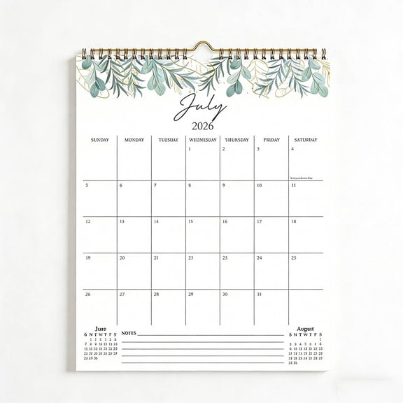 Wall Calendar 2026-2027, 18 Month Vertical Calendar from July 2026 - December 2027, 10x13 Inch Large Spiral Hanging Calendar, Modern Simple Design