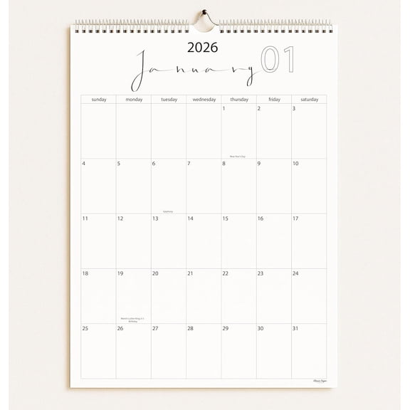 Wall Calendar 2026-2027, 18 Months, Runs From January 2026 to June 2027, 17" x 12" Large Wall Calendar with Hanger, Thick Paper, Spiral Binding, Easy to Write Down Your Plans and Daily/Cursive