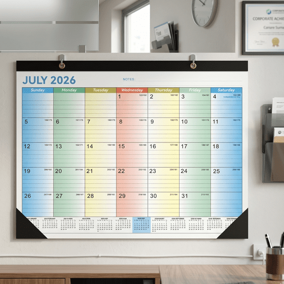 Wall Calendar 2026-2027, 19 Month Desk Calendar Large Thick Paper for Home, SchooI, Planner, White
