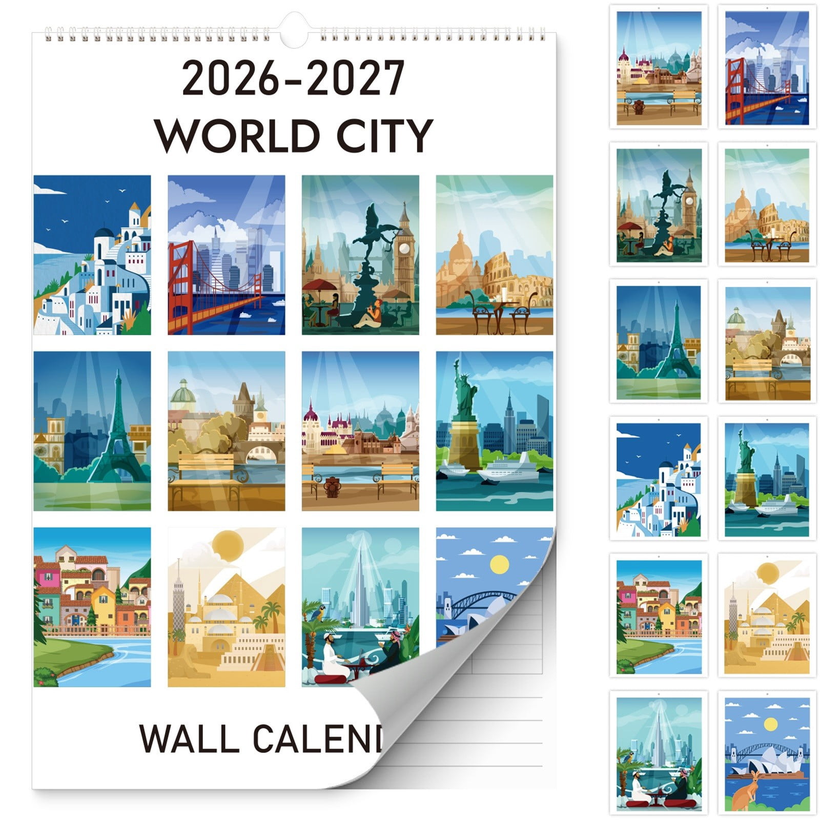 Wall Calendar 2026-2027 Yearly Planner Large Print Monthly Organizer Federal Holidays Included Wall Planning Calendar for Home Office School Family Schedule Time Management Productivity Gift Planner