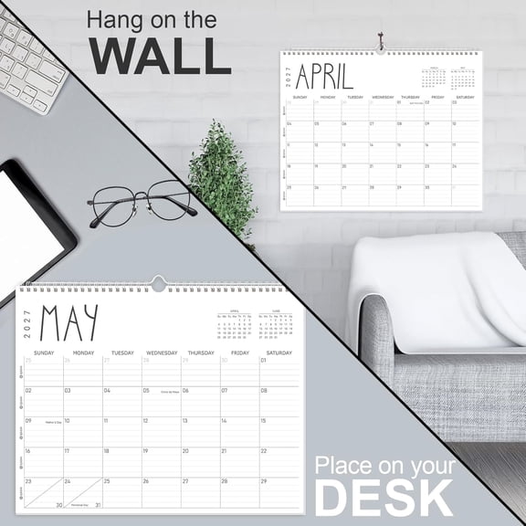 Wall Calendar 2027, 2027 Calendar Wall from Jan. 2027 to Dec 2027, 14" X 11" Paper Monthly Planner Wall Hanging Calendar with Thick Paper for Office Home Planning & Organizing