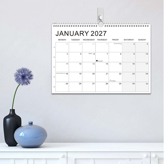 Wall Calendar January 2027 June 2028, 18 Month Calendar, 11.8 x 8.2 In, Calendar 18 Months, Small Monthly Calendar with Ruled Blocks, Thick Paper, Holidays