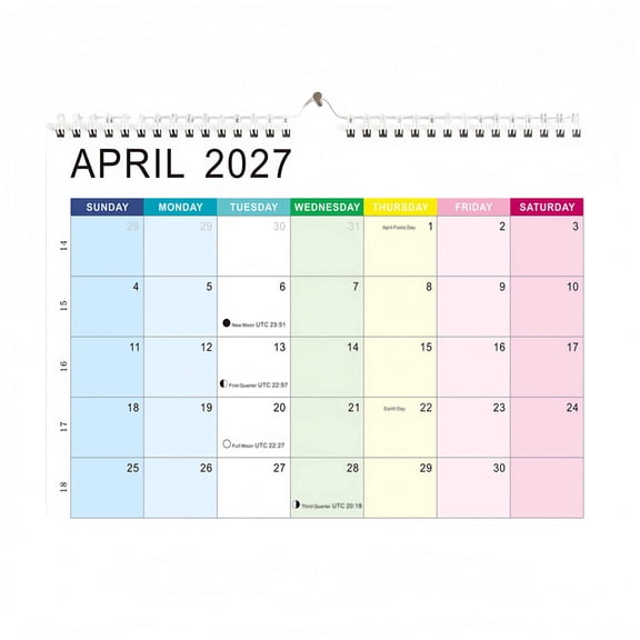 Wall Calendar July 2027 to December 2028, English Large Date Blocks with Note Space for Home Office Classroom