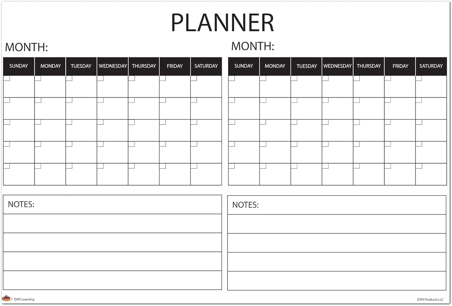 DVN learning Large Wall Calendar, 36" x 24 "