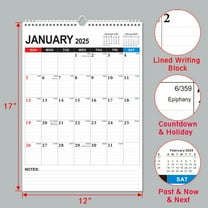 Wall Calendar,Monthly Calendar Planner 18 Month Calendar With Binding Hanging Hook,Thick Paper with Julian Dates and Block, Monthly Planner for Office Home Planning(A 17*12in)