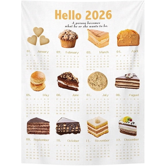 Wall Calendar Towel Decoration,Wall Tapestry Calendar 2026 - Monthly Wall Towel Calendar Tapestry - Chic Home Ornaments 12 Month Novelty Yearly Planners Wall Art