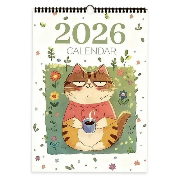 Wall Calendar with Hand Paint Wall Planner for 12 Monthly Calendar Decoration | Home Room Study School Scheduling Organization with Cat Design