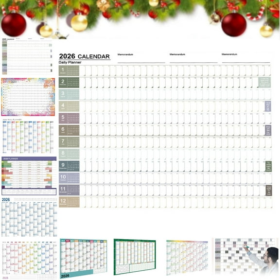 Wall Calendars, 2026 Yearly Wall Calendar with Holidays, Full Year Calendar One Page, Annual Year Wall Calendar with Stickers, Horizontal, 10.31"X 7.32" (Open), Paper Folded,A