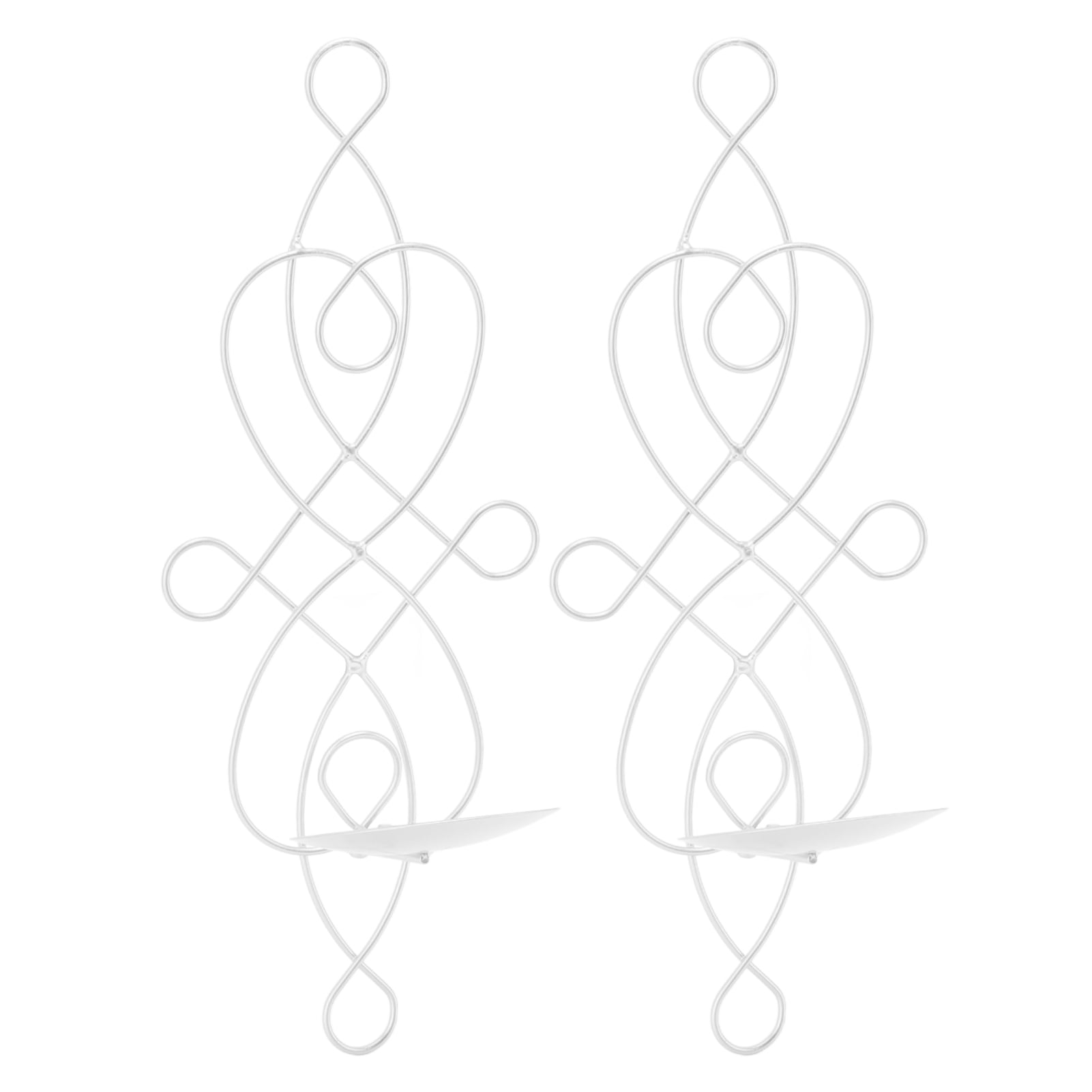 Wall Candle Holder, Iron Wall Candle Sconce Holder Innovative 2 Sets For Bedrooms White