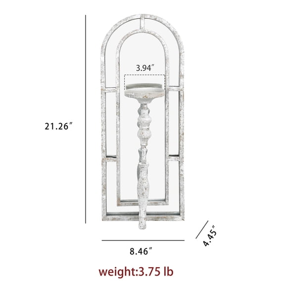 Wall Candle Holder Rustic Mirror Candle Wall Sconce Shabby Chic Qntique Decor for Farmhouse Bathroom Living Room