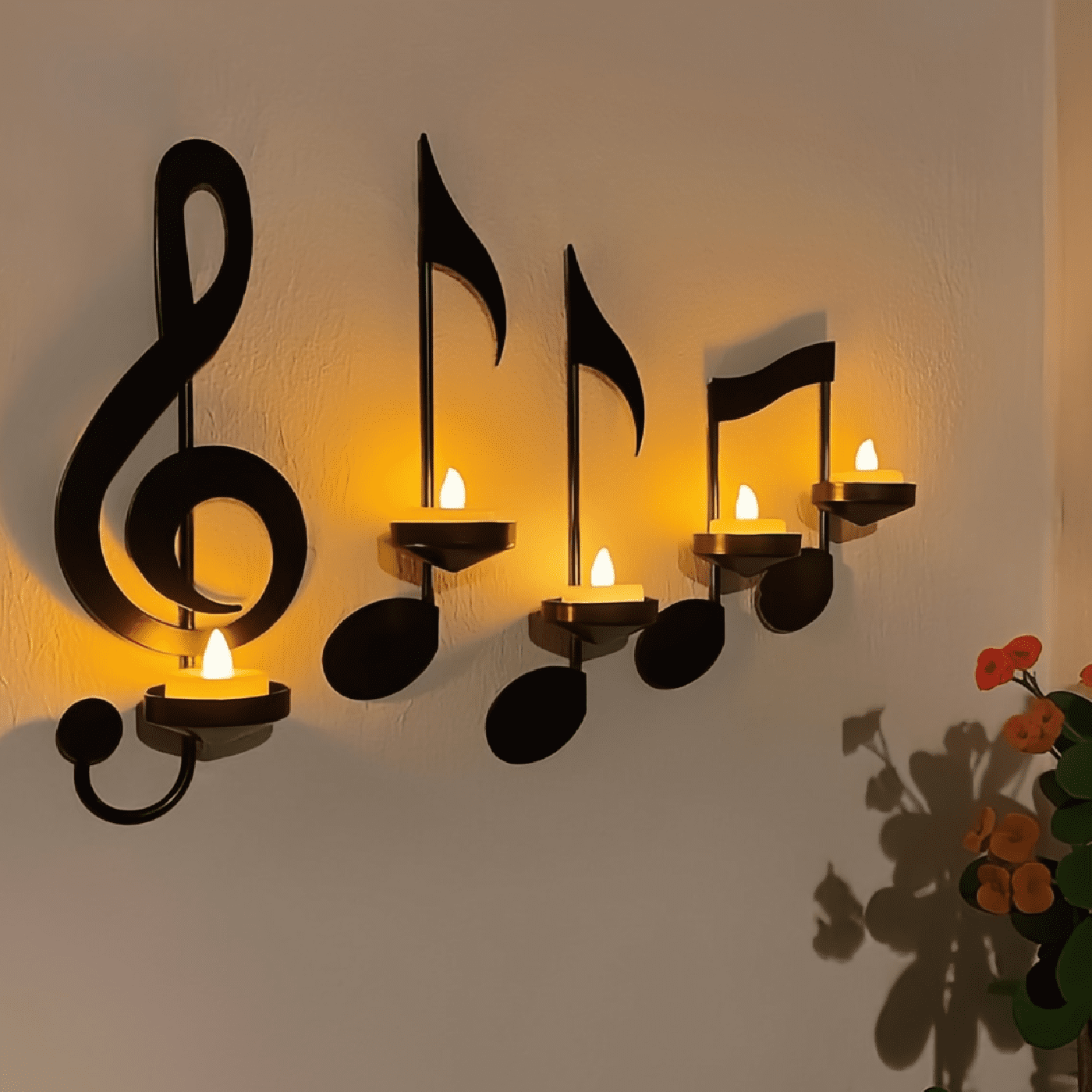 Sziqiqi Black Wall Candle Holder Decor Iron Candle Sconces Set Of 2