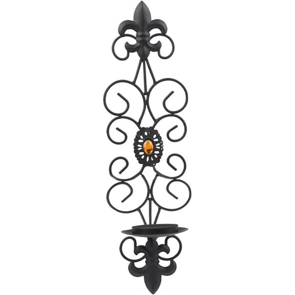 Wall Candle Holders, Black Candle Holder for Pillar, Rustic Decorative Wall Mounted Metal Wall Mounted Candle Sconces, Iron Wall Pillar Candle Sconce for Room, Hallway, Entryway, Bathroom