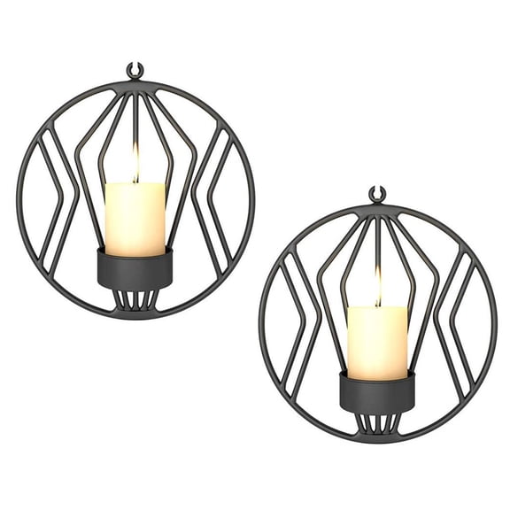 Wall Candle Sconce for Small Pillar Candle, Metal Tealight Holders Wall Decorations for Bathroom Patio Living Room,Black