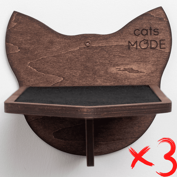 Wall Cat Shelves Wood Cat Wall Shelves Cat Furniture - Wooden Cat Shelf Wall Mounted Cat Wall Furniture - Indoor Cats Rustic Cat Decor Cat Lover Gift (Set of 3 Steps)